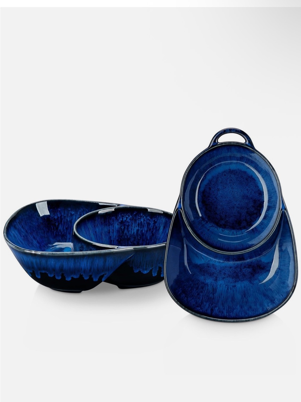 NWOT vancasso Starry Stoneware and Dip Bowl - Anti-Soggy Cereal Bowl - Blue